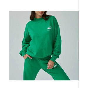 Adanola Sport Club Bottle Green Mock Neck Sweatshirt Pullover- Size Small